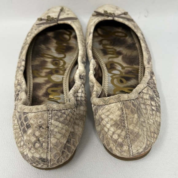 Sam Edelman Felicia Ballet Flat Ballerina Python Snake Skin Leather Bow Sz 8M - Picture 9 of 14